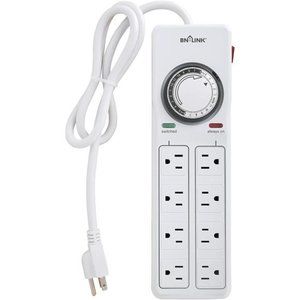 BN-LINK 8 Outlet Surge Protector with Mechanical Timer  - White